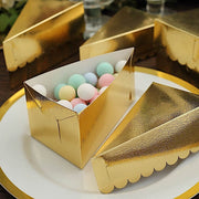 10 Triangle 5" x 3" Cake Slice Paper Boxes with Scalloped Top