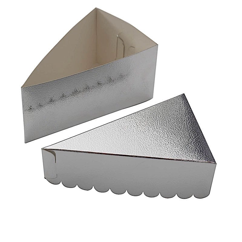 10 Triangle 5" x 3" Cake Slice Paper Boxes with Scalloped Top