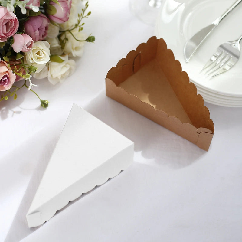 10 Triangle 5" x 3" Cake Slice Paper Boxes with Scalloped Top