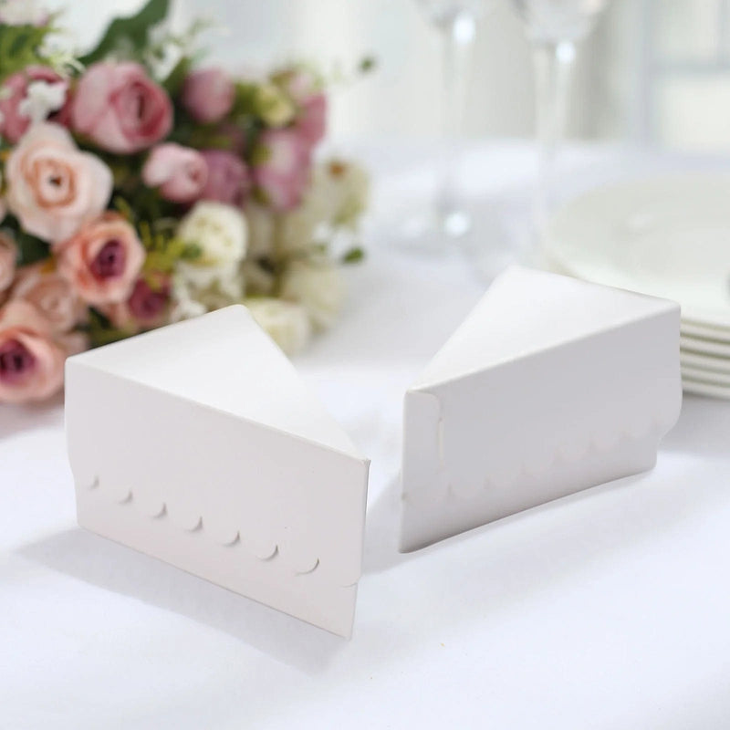 10 Triangle 5" x 3" Cake Slice Paper Boxes with Scalloped Top