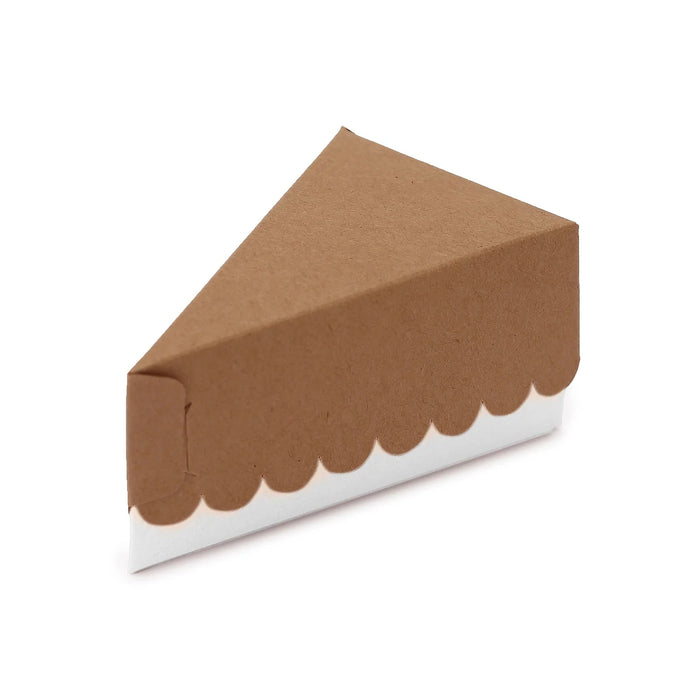 10 Triangle 5" x 3" Cake Slice Paper Boxes with Scalloped Top BOX_5X3L_CAKE06_NAT