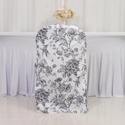 10 White Polyester with French Toile Pattern Folding Chair Covers