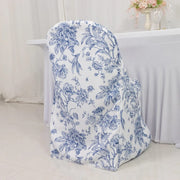 10 White Polyester with French Toile Pattern Folding Chair Covers