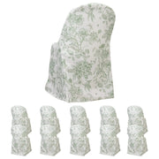 10 White Polyester with French Toile Pattern Folding Chair Covers
