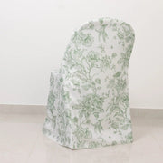 10 White Polyester with French Toile Pattern Folding Chair Covers