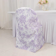 10 White Polyester with French Toile Pattern Folding Chair Covers
