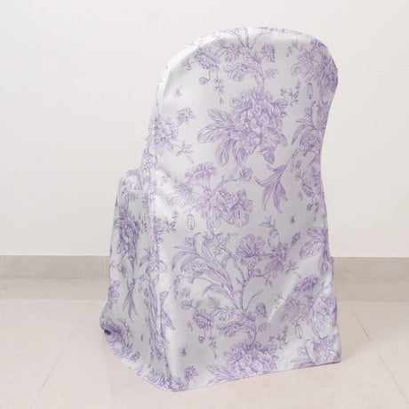 10 White Polyester with French Toile Pattern Folding Chair Covers