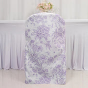 10 White Polyester with French Toile Pattern Folding Chair Covers