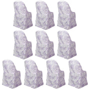 10 White Polyester with French Toile Pattern Folding Chair Covers