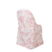 10 White Polyester with French Toile Pattern Folding Chair Covers CHAIR_FOLD1_FLORFT_PINK_PK10