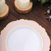10 White Round Plastic Salad and Dinner Plates Blossom Design - Disposable Tableware