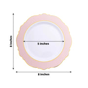 10 White Round Plastic Salad and Dinner Plates Blossom Design - Disposable Tableware