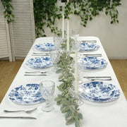 10 White Round Plastic Salad and Dinner Plates French Toile Design - Disposable Tableware