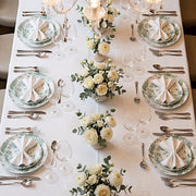 10 White Round Plastic Salad and Dinner Plates French Toile Design - Disposable Tableware