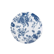 10 White Round Plastic Salad and Dinner Plates French Toile Design - Disposable Tableware DSP_PLR0023_FLOR_7_BLUE
