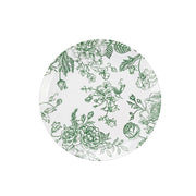 10 White Round Plastic Salad and Dinner Plates French Toile Design - Disposable Tableware DSP_PLR0023_FLOR_7_SAGE