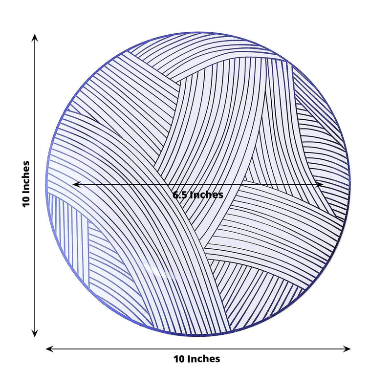 10 White Round Plastic Salad and Dinner Plates with Gold Strokes - Disposable Tableware