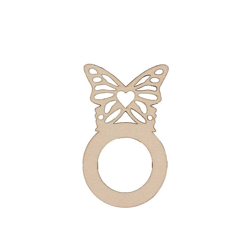 10 Wooden Butterfly Rustic Napkin Rings - Natural NAP_RING_WOD_BUT