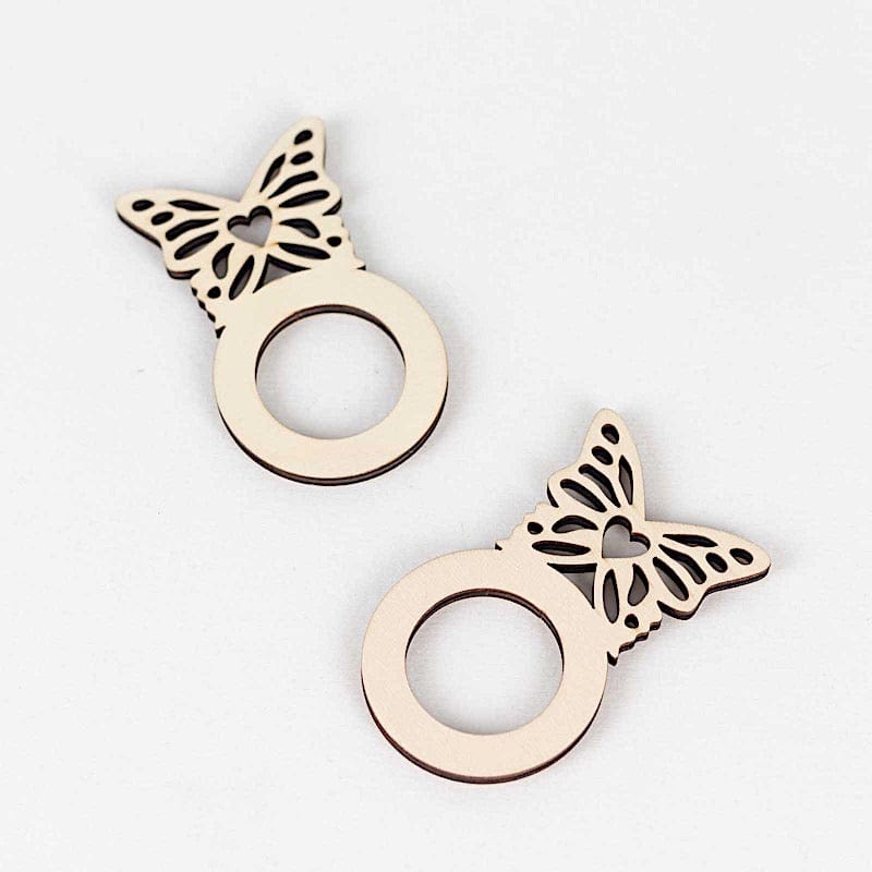 10 Wooden Butterfly Rustic Napkin Rings - Natural NAP_RING_WOD_BUT