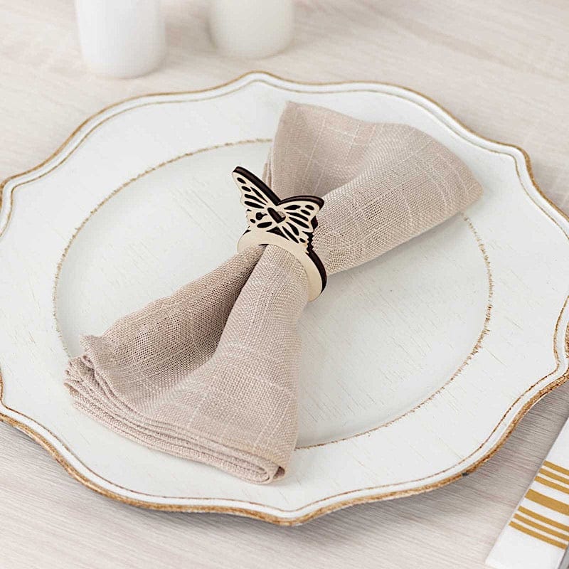 10 Wooden Butterfly Rustic Napkin Rings - Natural NAP_RING_WOD_BUT