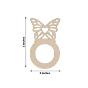 10 Wooden Butterfly Rustic Napkin Rings - Natural NAP_RING_WOD_BUT