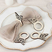 10 Wooden Butterfly Rustic Napkin Rings - Natural NAP_RING_WOD_BUT
