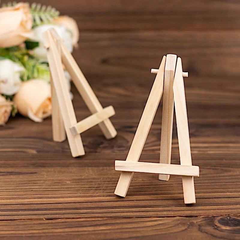 10 Wooden Display Place Card Table Number Holders - Natural
