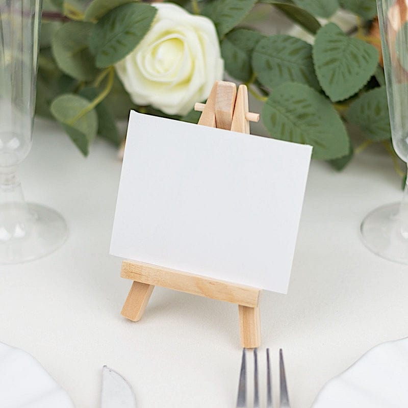 10 Wooden Display Place Card Table Number Holders - Natural