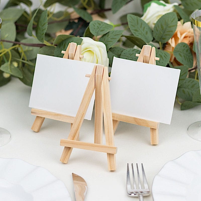 10 Wooden Display Place Card Table Number Holders - Natural