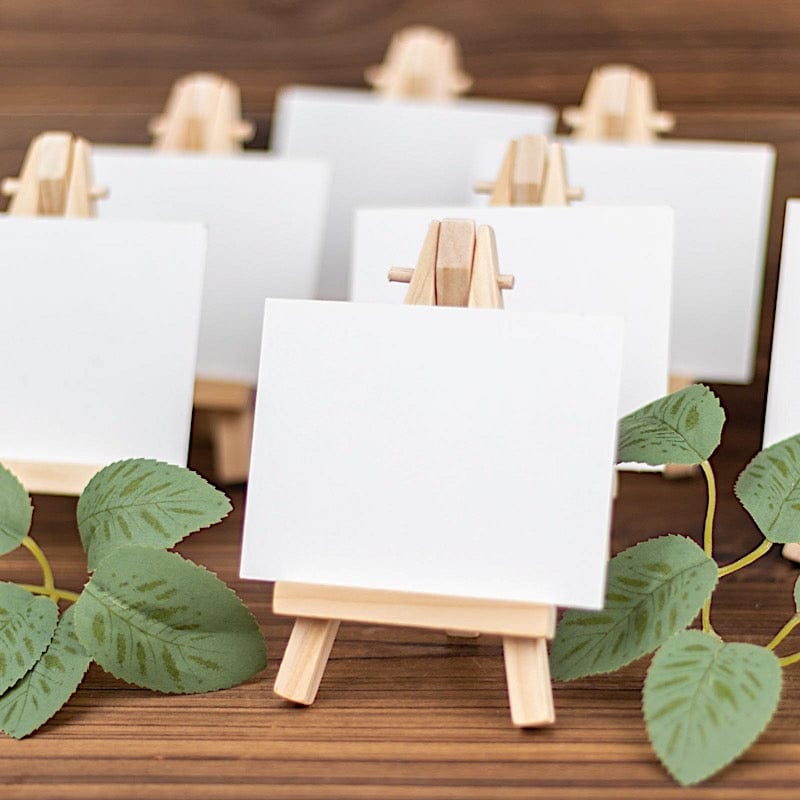 10 Wooden Display Place Card Table Number Holders - Natural