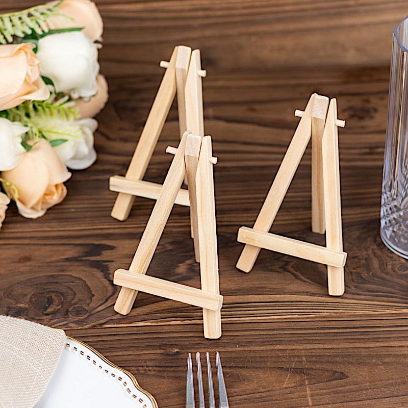 10 Wooden Display Place Card Table Number Holders - Natural