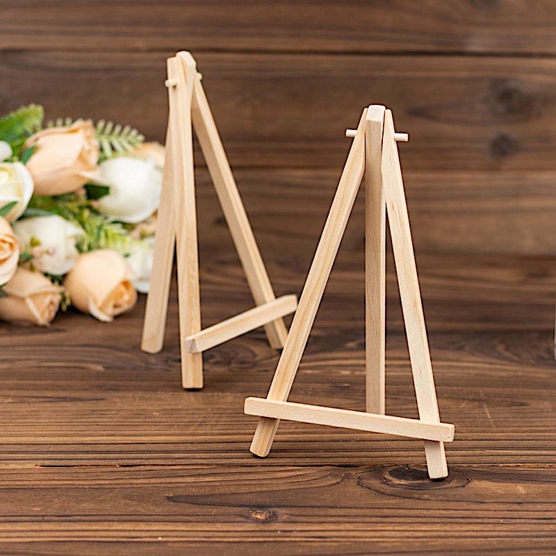 10 Wooden Display Place Card Table Number Holders - Natural