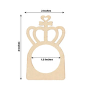 10 Wooden Princess Crown Rustic Napkin Rings - Natural NAP_RING_WOD_CRWN