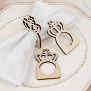 10 Wooden Princess Crown Rustic Napkin Rings - Natural NAP_RING_WOD_CRWN