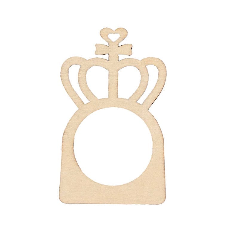 10 Wooden Princess Crown Rustic Napkin Rings - Natural NAP_RING_WOD_CRWN
