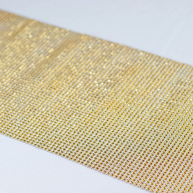 10"x108" Shiny Crystal Rhinestone DIY Table Runner - Gold