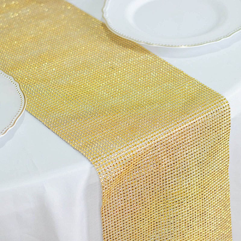 10"x108" Shiny Crystal Rhinestone DIY Table Runner - Gold