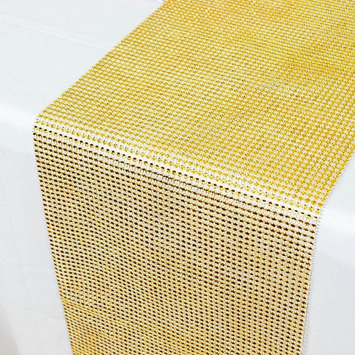 10"x108" Shiny Crystal Rhinestone DIY Table Runner - Gold