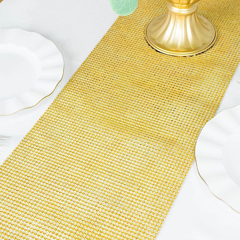 10"x108" Shiny Crystal Rhinestone DIY Table Runner - Gold