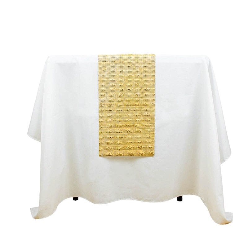 10"x108" Shiny Crystal Rhinestone DIY Table Runner - Gold