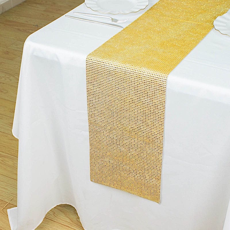 10"x108" Shiny Crystal Rhinestone DIY Table Runner - Gold
