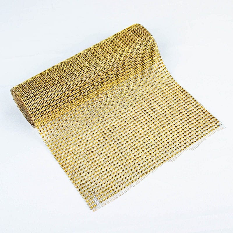 10"x108" Shiny Crystal Rhinestone DIY Table Runner - Gold RUN_DIA_GOLD