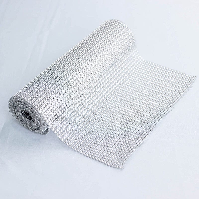 10"x108" Shiny Crystal Rhinestone DIY Table Runner - Gold RUN_DIA_SILV