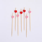 100 Bamboo Heart Cocktail Picks - Red and Pink DSP_BIRC_P022