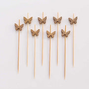 100 Biodegradable Butterfly Cocktail Sticks - Natural DSP_BIRC_P023