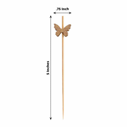 100 Biodegradable Butterfly Cocktail Sticks - Natural DSP_BIRC_P023