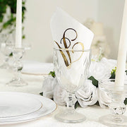 100 Disposable Dinner Paper Napkins with Gold Foil Letter - White