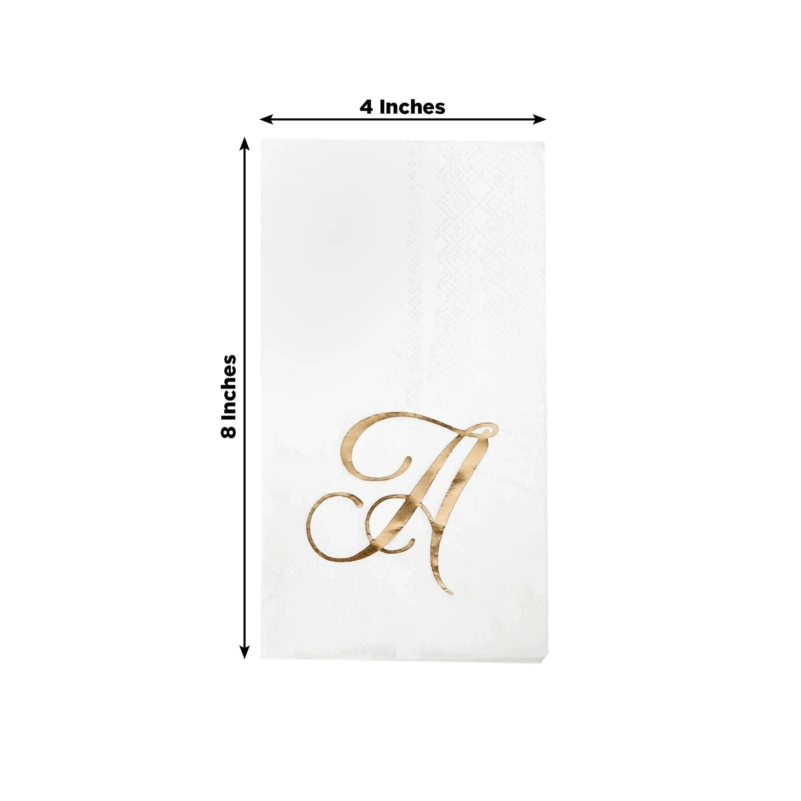 100 Disposable Dinner Paper Napkins with Gold Foil Letter - White