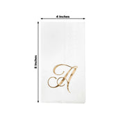 100 Disposable Dinner Paper Napkins with Gold Foil Letter - White