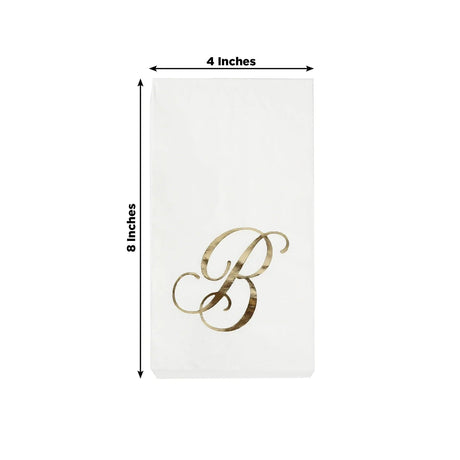 100 Disposable Dinner Paper Napkins with Gold Foil Letter - White